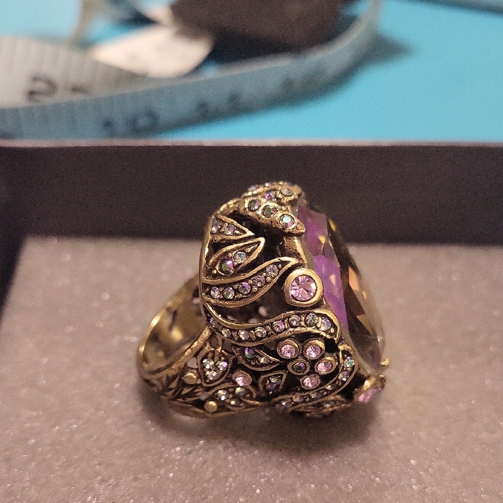 Heidi Daus Purple and Gold Statement Ring - Picture 2 of 4